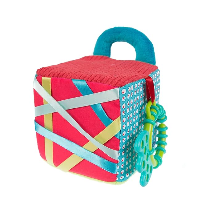 Ludi Fabric Cube for Baby Activity 10 x 10 x 10 cm Multiple Sensory Activities That Attract Curiosity. Various Colours, Patterns and Textures. 30038 Develops Dexterity