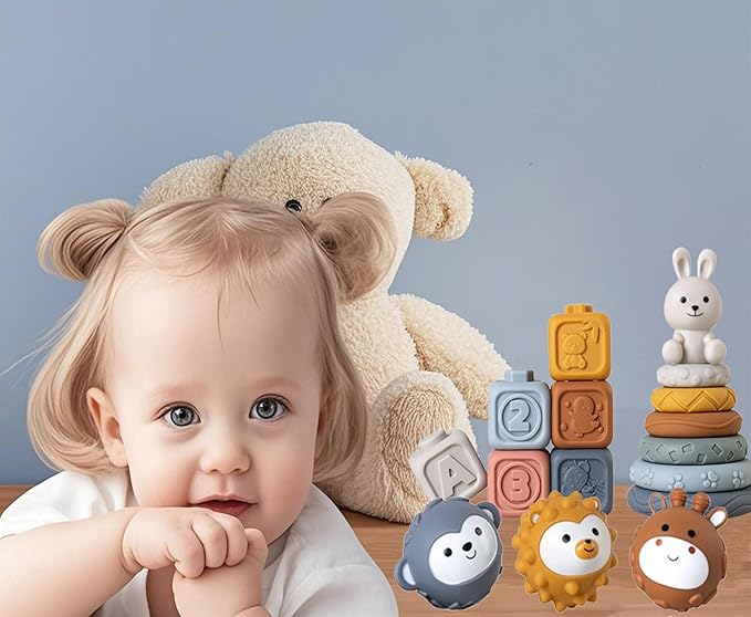 Baby Soft Textured Multi Soft Ball Gift Sets,Sensory Balls for Toddlers 06-18 Months,Cute Animal Shapes Sensory Ball for Babies,Montessori Toys for Babies 6-18 Months 6 Pack(Standard Edition)