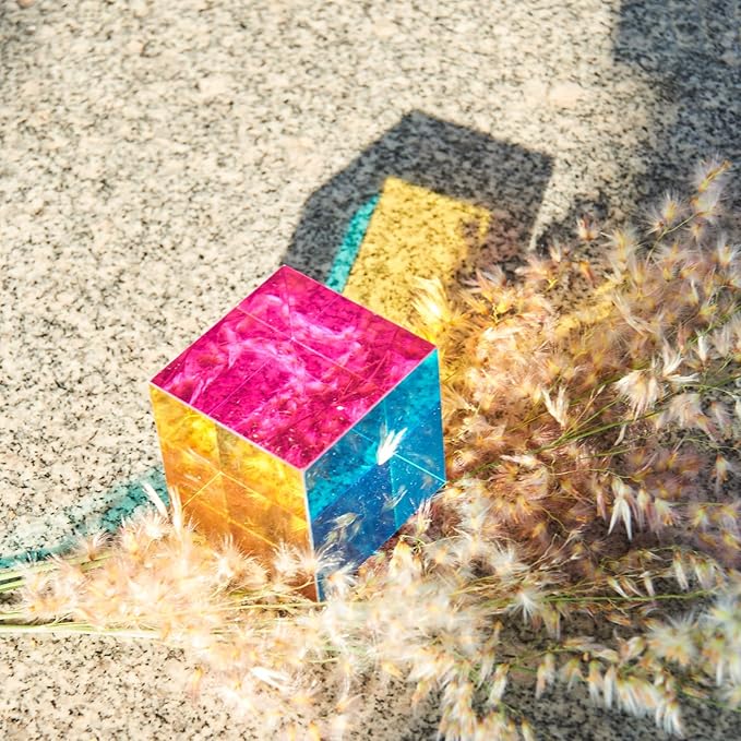 CMY Color Cube, 2.0 inch (50mm) Acrylic Mixing Color Cube Prism for Physics Education Desktop Decoration Scientific Toys,Gifts for Kids