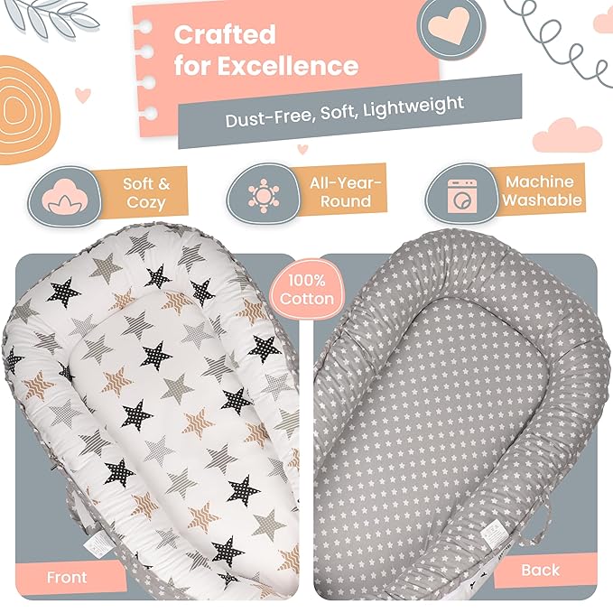 Baby Lounger - Breathable & Soft Baby Lounger for Newborn 0-24 Months, Soft Portable Baby Lounger Pillow, Newborn Babies Essentials, Snuggle Lounger Me
