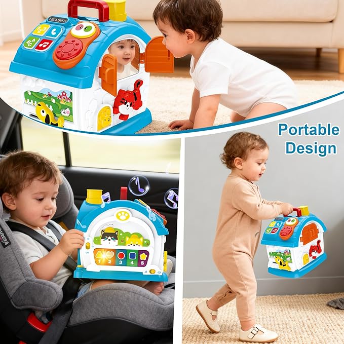 Learning Toys for 1 Year Old Boy Gift, Muscial Toys for Toddler 1-3, Educational Toy Baby 12-18 Months with Mirror, Play Phone, 1st First Birthday for Grandkids