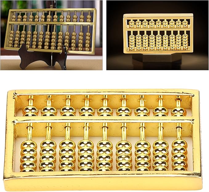 GLOGLOW Chinese Ancient Abacus, 1.8x1in Mini Brass Abacus 9 Gears Chinese Math Calculating Tool Educational Learning Kids Adult Collection
