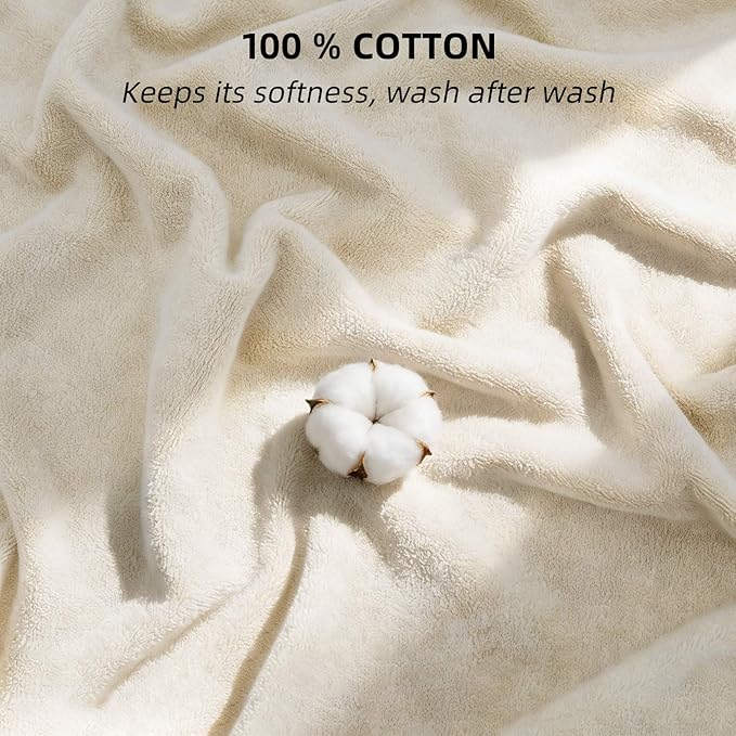 LifeTree 1 Pack Baby Hooded Towel with 1 Pack Washcloth for Newborn, 100% Cotton Bath Towel for Babies, Infant, Toddler and Kids, Thick,Soft and Absorbent, 30 * 30 Inches, Newborn Essentials, Khaki