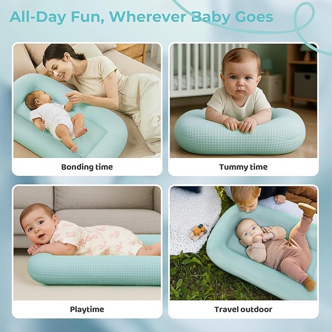 Baby Lounger for Newborn - Infant Lounger 0-24 Months with Lounger Cover, Adjustable Baby Nest Lounger, Breathable Fabric & 3D Support Newborn Lounger, Portable Newborn Essentials, Blue