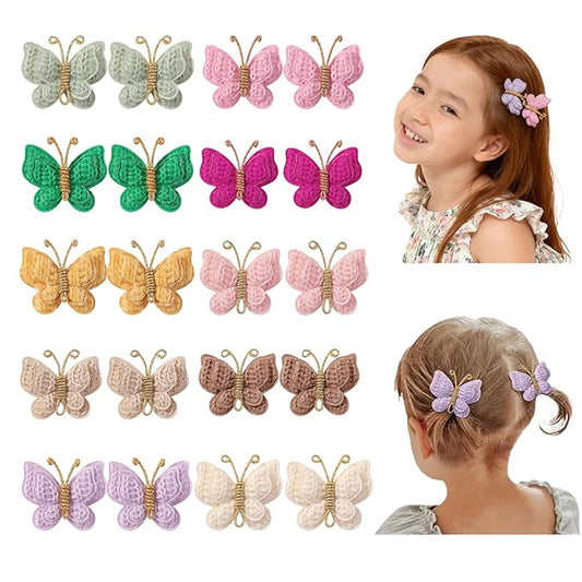 Colorful Crochet Butterfly Alligator Hair Clips Soft Hair Clips Infant Hair Baby Bows Clip for Toddler Teen Baby Girls (20 Packs)