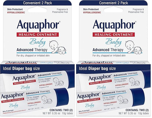 Aquaphor Baby Healing Ointment, To-Go Pack | Advanced Therapy | For Chapped Cheeks | For Diaper Rash | 2 Count Pack