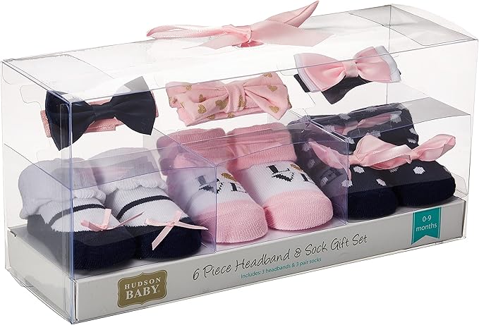 Hudson Baby Girl's Headband and Socks Giftset