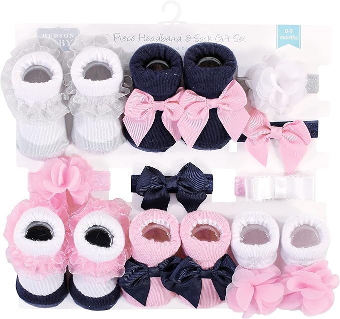 Hudson Baby Girl's Headband and Socks Giftset