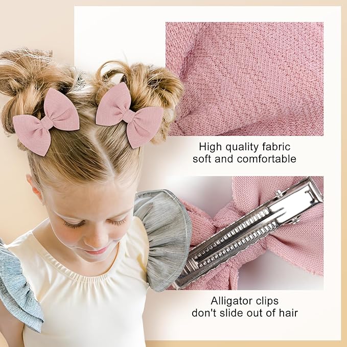 Baby Girls Hair 3'' Bows Clips Set Handmade Bow Hair Clips Hair Accessories Alligator Clip for Babies Infant Toddlers Little Kids 6 PCS Black White Pink