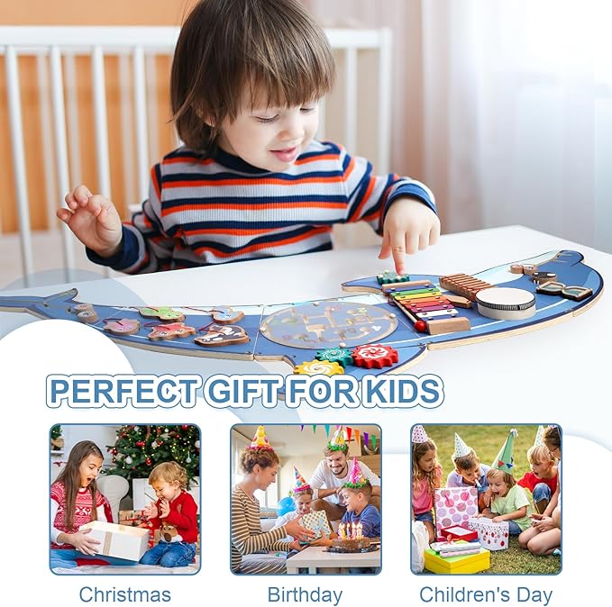 Wooden Wall Busy Board,Montessori Sensory Toy&Preschool Learning Activity Center for Boys and Girls,Promote the development of children's sensory skills,Suitable Toddler Playroom,Children's Daycare