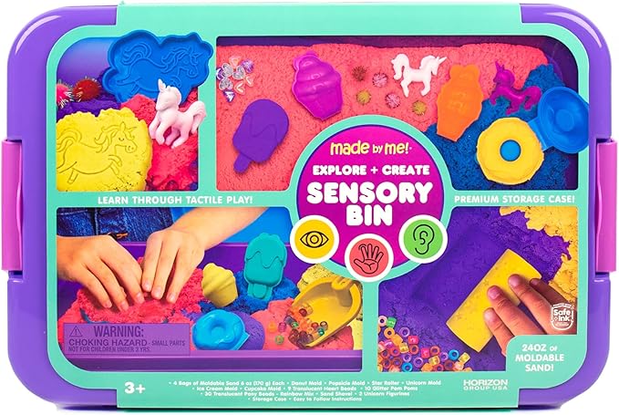 Made By Me Explore + Create Unicorn Sensory Bin - Sensory Bins for Toddlers - All-in-One Tactile Sensory Toys - Learn Through Play Toys - Unique Fine Motor Toys & Magical Sensory Experience