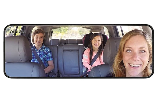 Family Car Mirror by Pikibu® - A better way to see your kids. View ALL your children and your blind spots - 180-degree View - High Definition Clarity