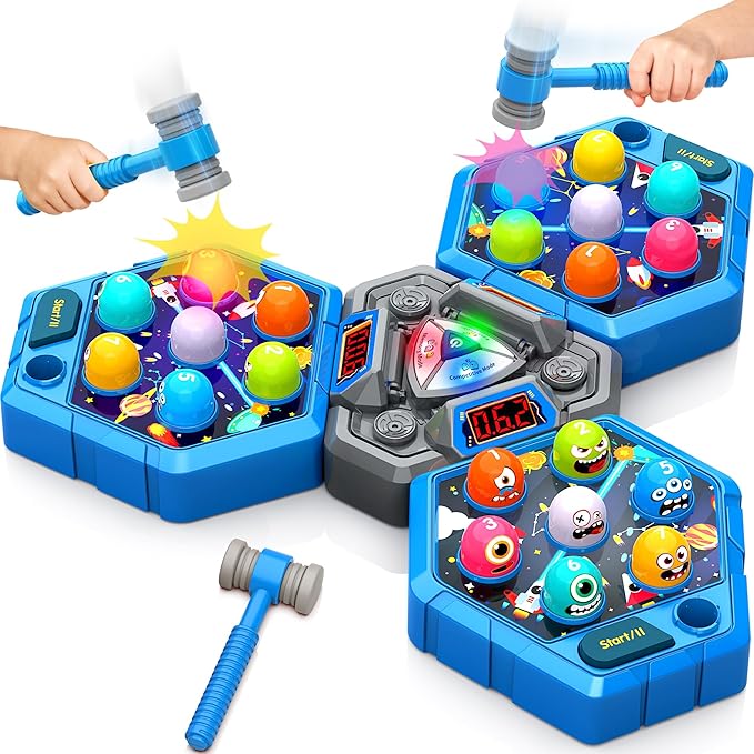 Whack Game Mole for Toddlers, Toys for 3 4 5 6 7+ Year Old Boys Girls,Pounding Toys for Age 3-8, Birthday Gift for 3-12 Year Old Boys Girls, Interactive Educational Toys with 3 Modes,1-3 Player