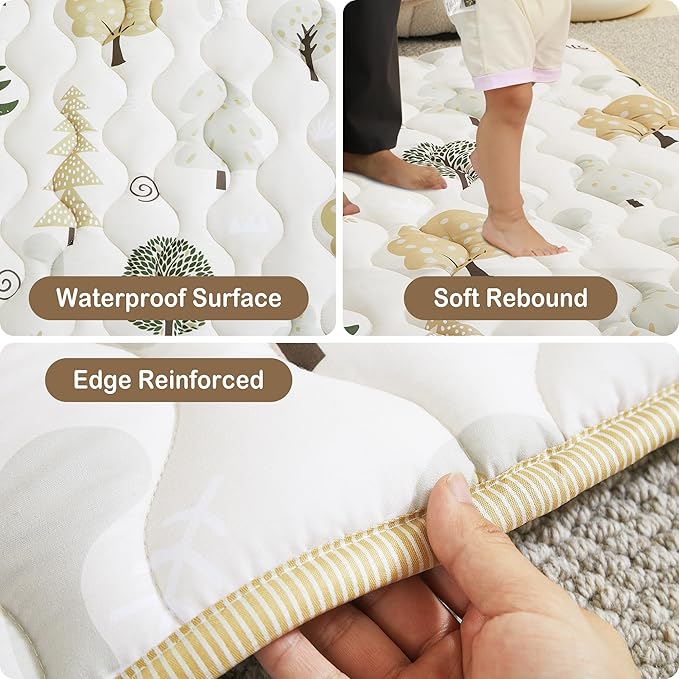 Baby Play Mat, Extra Large&Thick Baby Mat for Floor, Foldable Padded Floor Mat for Baby