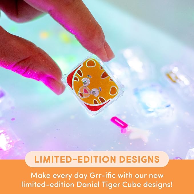 Glo Pals Water-Activated Light-Up Cubes for Bathtime and Sensory Play - Includes 6 Reusable Light-Up - Sensory Toys and Glowing Bath Cubes for Kids and Toddlers - Daniel Tiger