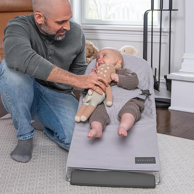 Safe & Sustainably-Made Bouncer, Organic Cotton and Wool Cover, Made with 100% Recycled and Regenerative Materials, Buyback Guarantee with 20% Cashback Rebate, Newborn to Toddler