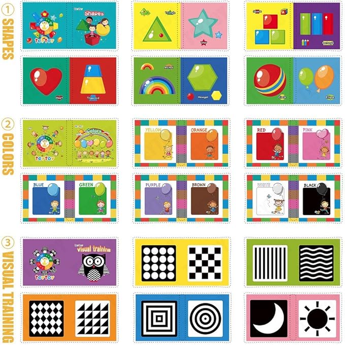 teytoy My First Soft Book, 6 PCS Nontoxic Fabric Baby Cloth Books Early Education Toys Activity Crinkle Cloth Book for Toddler, Infants and Kids Perfect for Baby Shower (New Version)