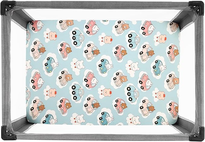 Pack and Play Sheets, 2 Pack Mini Crib Sheets for 38x26 Mattress, Stretchy Snug Fit Playard Fitted Sheet, Soft Breathable Cozy Material, Compatible with Graco Pack n Play for Baby and Toddler