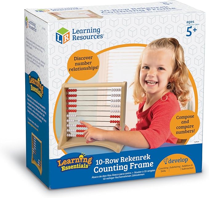 Learning Resources 10-Row Rekenrek Counting Frame, Abacus for Kids, Counting Toy for Kids, Math, Homeschool, Ages 5+
