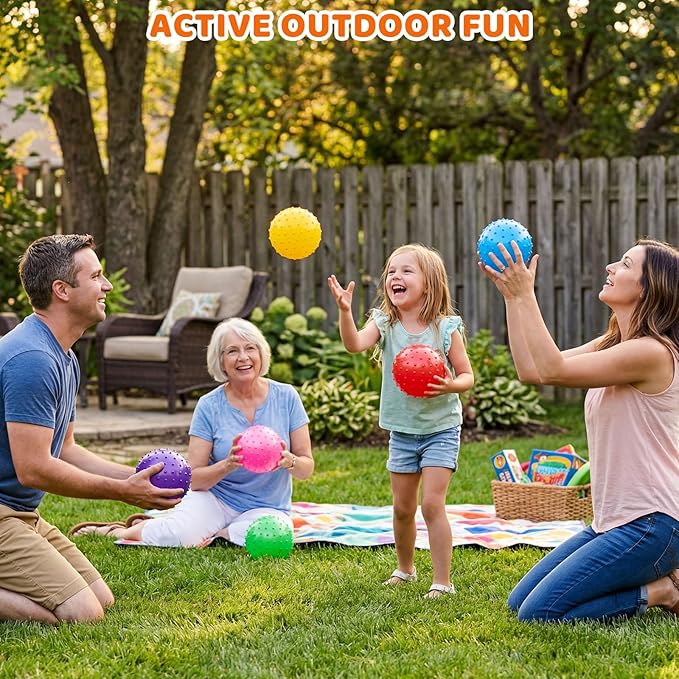 LOVEINUSA 6PCS Bounce Balls, 6inch Sensory Balls with Pump for Babies Toddlers