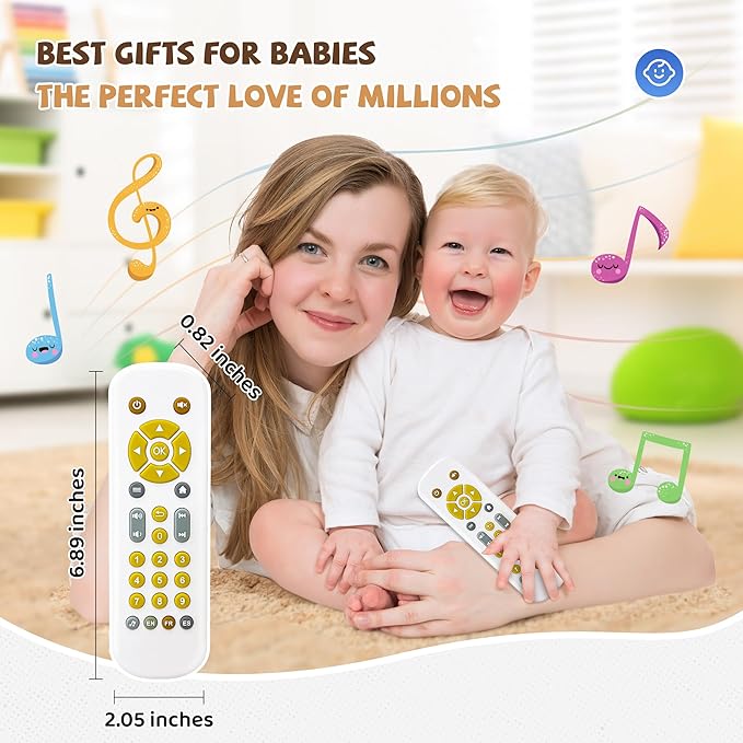 Baby TV Remote Toy - Realistic Play Remote toy with Lights and Sounds, 3 Languages (English, Spanish & French), Learning Musical Toys, Preschool Infant Boys Girls Toys Gift for 1 2 Year Old, Black