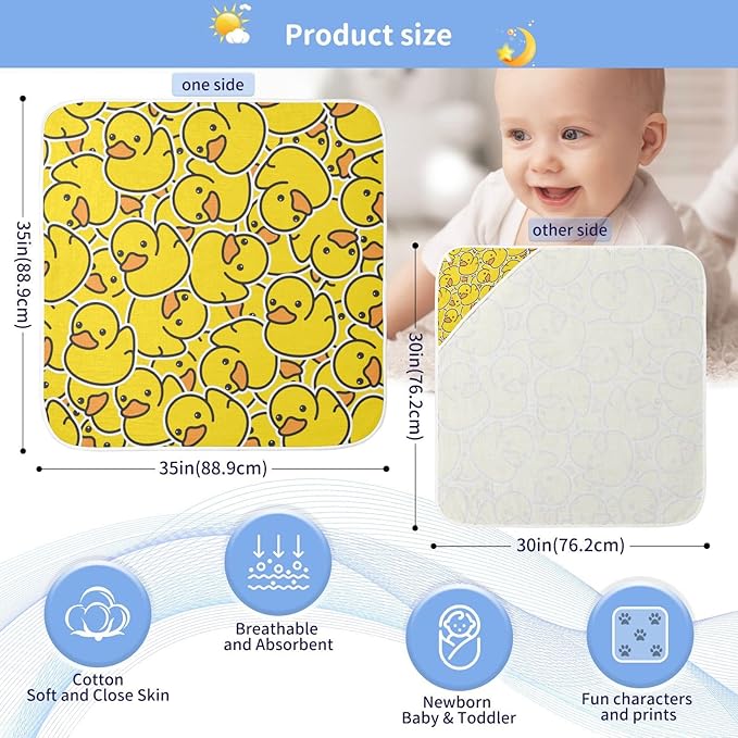 Yellow Rubber Duck Baby Boys Girls Bath Towel Cute Animals Hooded Towels Newborn Toddlers Organic Cotton Washcloths Shower Beach Towel 35 x 35 Inch