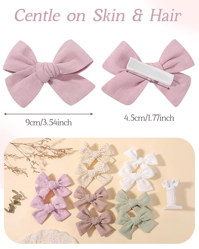 doboi 20PCS Baby Girls Linen Hair Bows Clips Fully Lined Hair Barrettes Accessories for Babies Infant Toddlers Kids