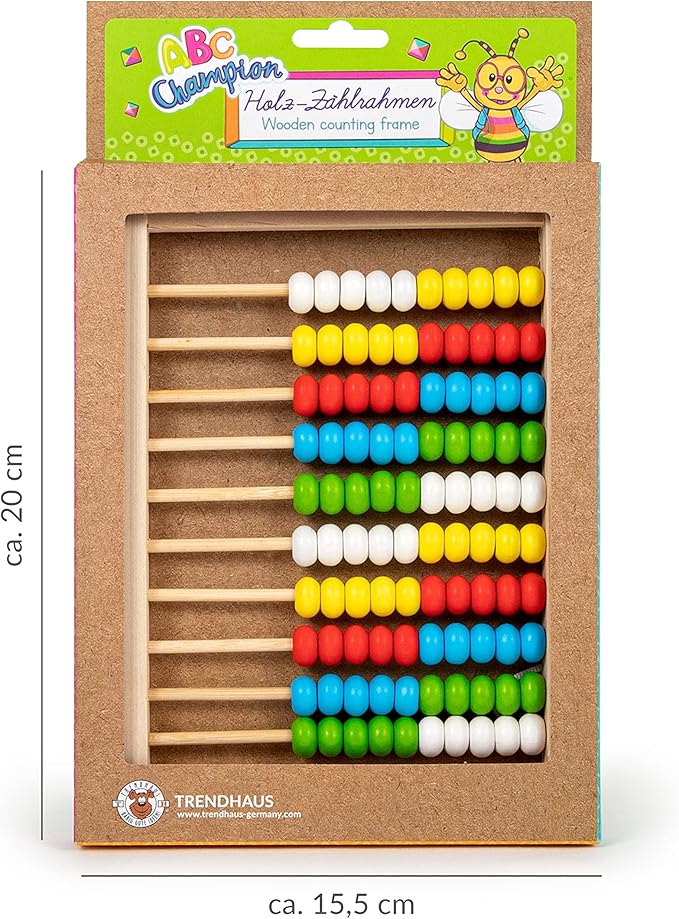 TRENDHAUS 956477 ABC Champions Wooden Counting Frame, 100 Sliders for Primary School