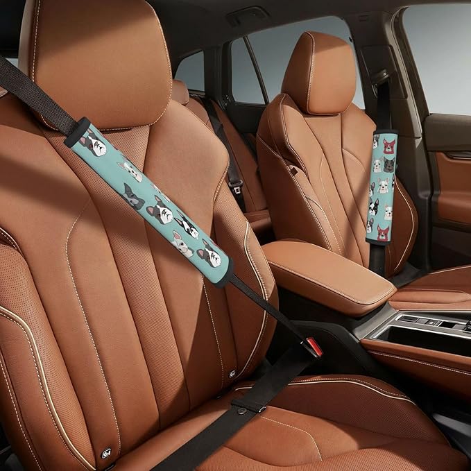Cartoon Dog Seat Belt Cover Fits Cars Trucks SUV Sedans Sweat Absorption Car Seatbelt Strap Cover, Auto Interior Accessories Protector