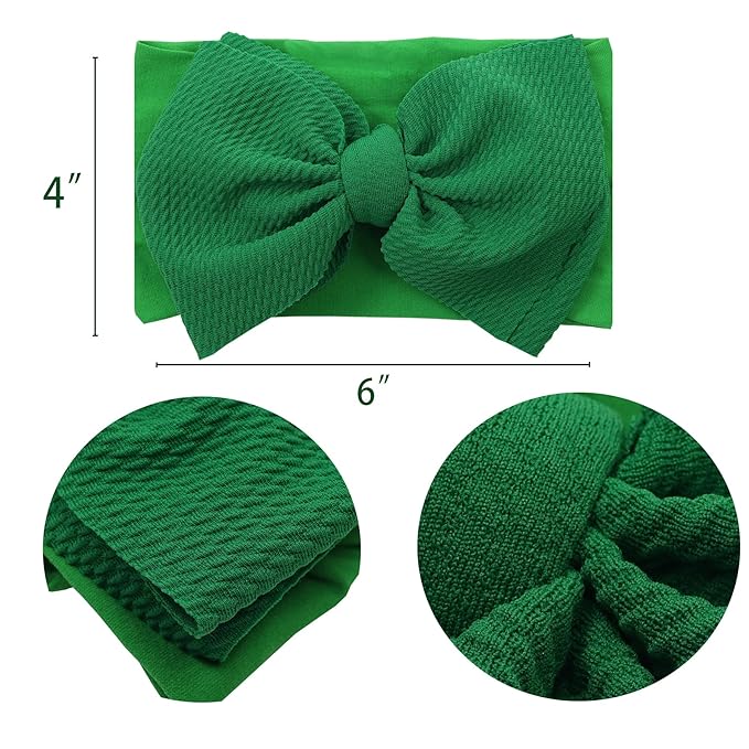 Baby Girl Bows Newborn Headband 0-6 Months Infant Big Bows for Birthday/Baby Shower/Photography/Baby Gifts (Red&Green)