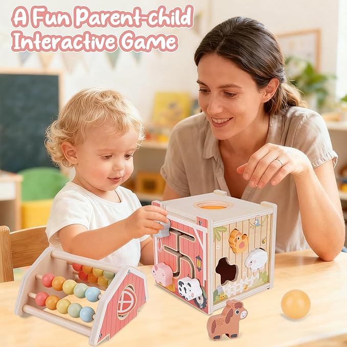 Melofaver Montessori Toys for 1 2 3 Year Old, Wooden Farm Animal Toys for Toddlers 1-3, Baby 12-18 Months Toy, 1 2 Year Old Girl Boy Birthday Gift, Kids Educational Learning Toys Gifts for Girls Boys