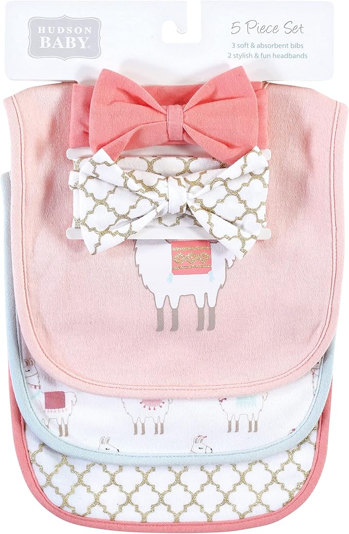 Hudson Baby Unisex Baby Cotton Bib and Headband Set