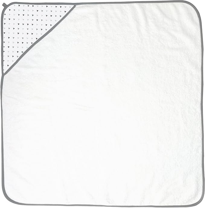 SwaddleDesigns Cotton Terry Baby Hooded Towel, Tiny Triangle Shimmer, Sterling