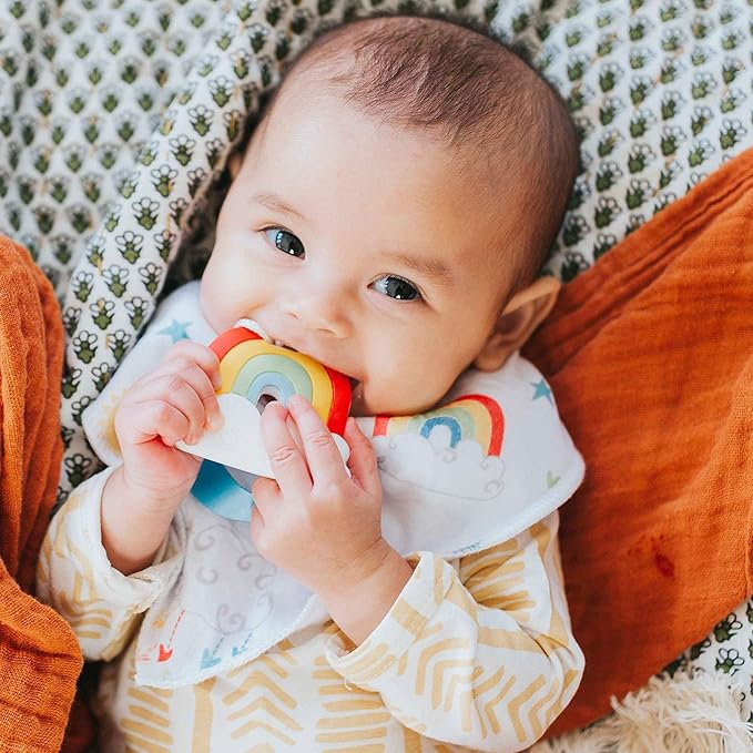 Rainbow Teether Celestial Sun Teethers for Babies BPA Free - Silicone Baby Teether Toys 2" Teething Gift Set