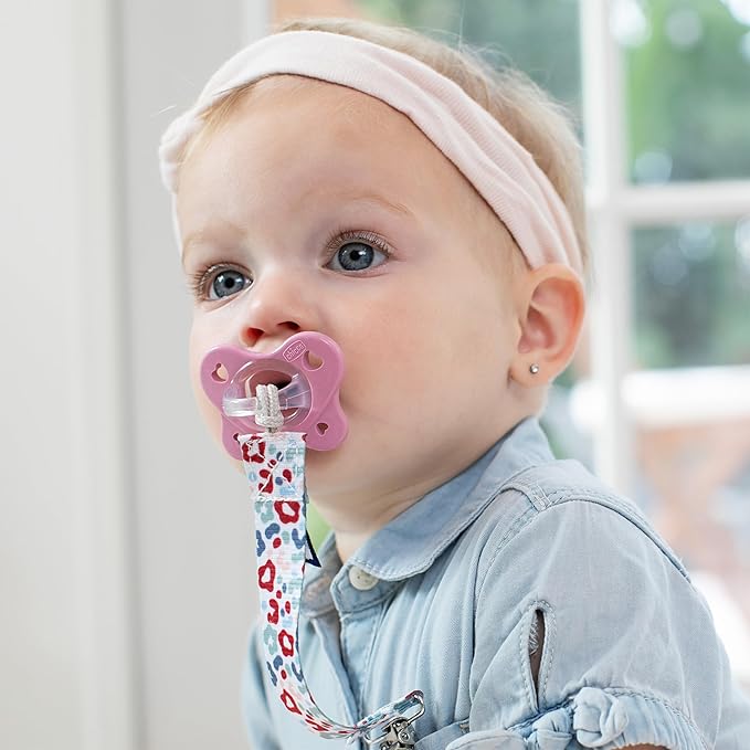 Chicco PhysioForma Dual Soft Orthodontic Pacifier for Babies 6-16 Months, 100% Soft Silicone, Supports Breathing, One-Piece Design, Included Sterilizing Case, BPA Free, 2-Pack, Grey/Dusty Rose