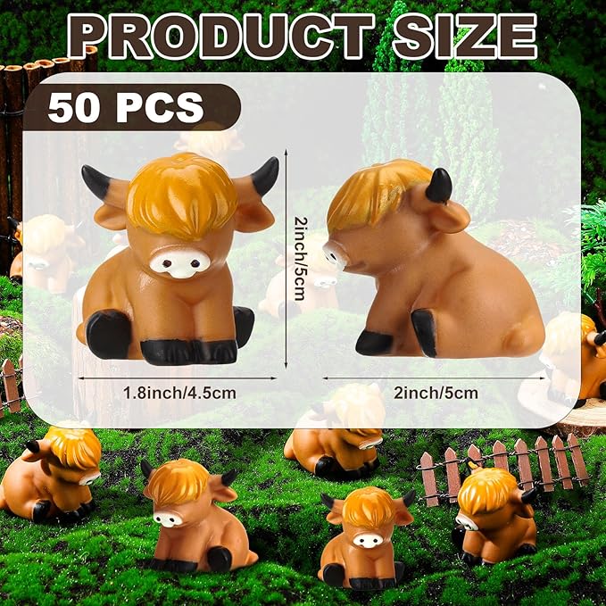 50 Pcs Highland Cow Rubber Duck Squeak and Floating Highland Cow Bath Toys for Spring Summer Shower Birthday Party
