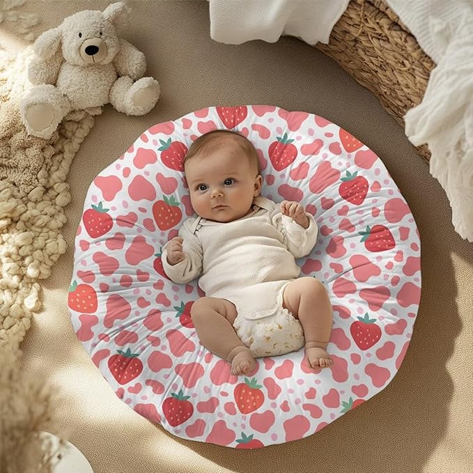 Newborn Lounger Cover, Removable Lounger Cover Breathable Baby Lounger Cover Reusable Infant Lounger Cover Portable Slipcover for Newborn for Baby Boys Girls Strawberry
