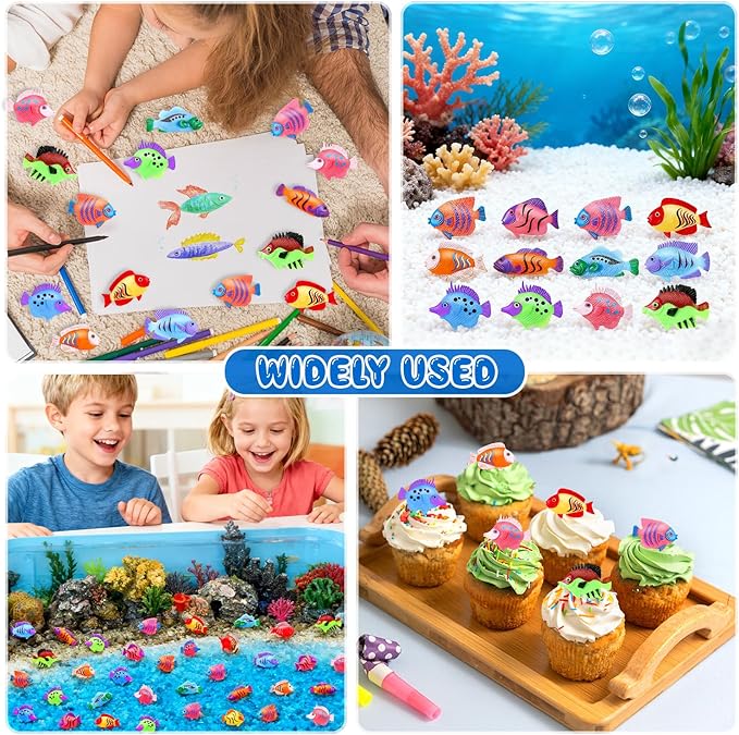 120Pcs Plastic Tropical Fish Toys, Mini Plastic Fish for Children's Party Supplies and Decoration