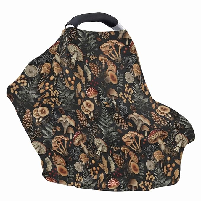 Car Seat Covers for Babies Daisy Mushroom Nursing Covers for Breastfeeding, Baby Car Seat Canopy for Girls Boys, Nursing Essentials for Breastfeeding Women Infant Stroller Privacy Protection