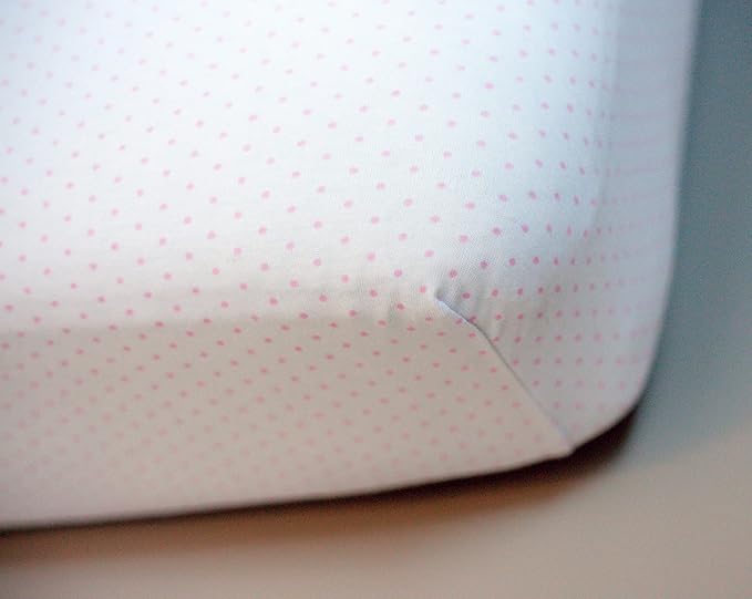 SheetWorld Baby Fitted Bassinet Sheet 15 x 33 inches, 100% Cotton Jersey Hypoallergenic Sheet, Unisex Boy Girl, Pink Pindot, Made in USA