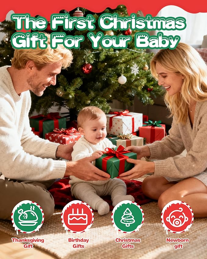 Jollybaby Car Seat Stroller Crib Hanging Toy for Baby 6-12-18-36 Months, My Baby First Christmas Soft Cloth Crinkle Book, Tummy Time Infants/Newborns Easter Gifts for Boy and Girl