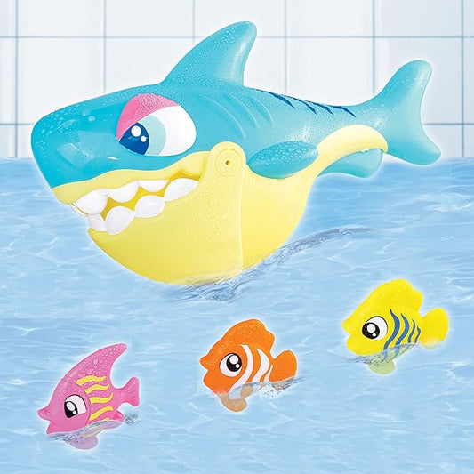 HAP-P-Kid Baby Shark Grabber with 3 Floating Fish, Toddler Bath Toy, Infant Bathtub Play Set, Kids Game and Backyard Activities, Birthday Baby Gifts for 12 18 24 Month, 1 2 3 Year Old Boys