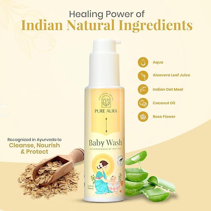 Baby's Bath Time Besties, Ayurvedic Baby Shampoo and Moisturizing Baby Wash, Gentle Nourishing Cleansing Combo for Soft Healthy Skin
