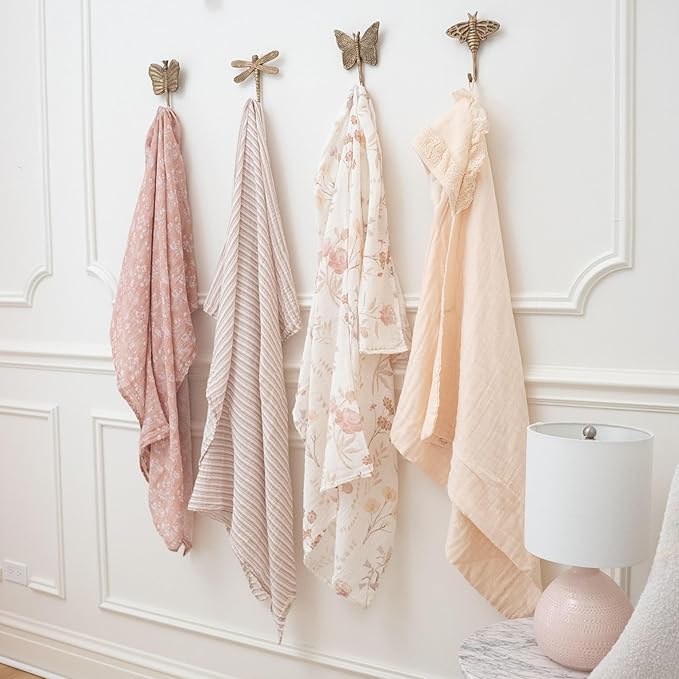 Crane Baby Hooded Towel, 100% Cotton & Terry Cloth Hooded Baby Towels for Girls, 30" x 30", Vintage Pink Baby Towels for Newborn, Newborn Bath Essentials, Toddler Beach Towel, Gifts for Newborns