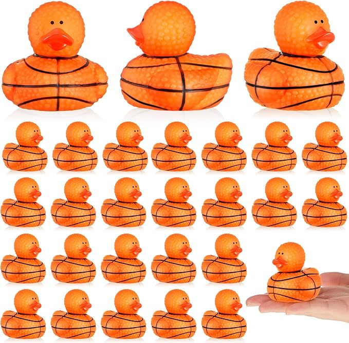 Deekin Rubber Ducks 2 Inch Bulk Sport Party Favors for Team Events Decorations Birthday Party Supplies Club Player Gift(100 Pcs,Basketball Texture)