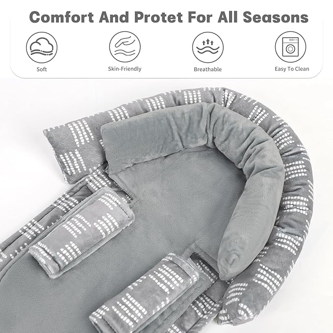 Infant Car Seat Insert, Baby Car Seat Head & Body Support with 2 Strap Pads, Ultra Soft Newborn Preemie Carseat Insert Cushion for Girls Boys, Fits Car Seat, Stroller, Swing, Bouncer, Gray