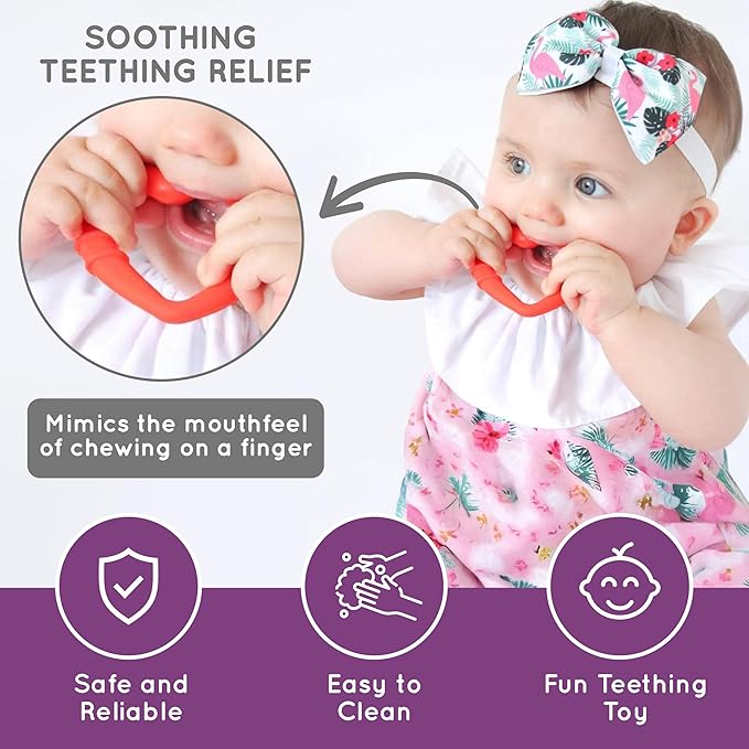 Gummee Heart-Shaped Silicone Baby Teether Teething Ring BPA Phthalate Free Non Toxic Toy 3 Months+ Red