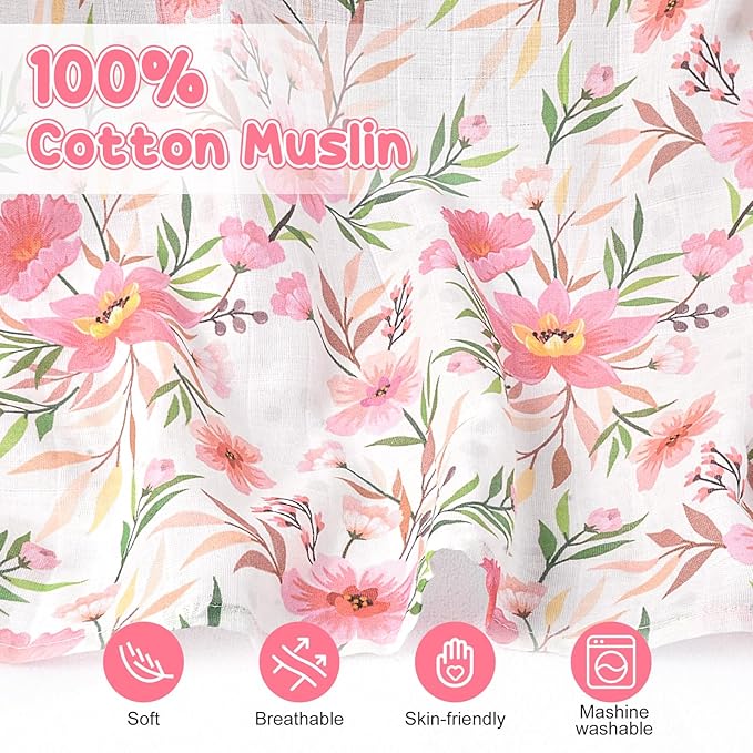 Car Seat Cover Baby, 100% Muslin Cotton Infant Car Seat Canopy, Universal Baby Car Seat Cover, Breathable Nursing Cover Canopy Shower Gift Floral
