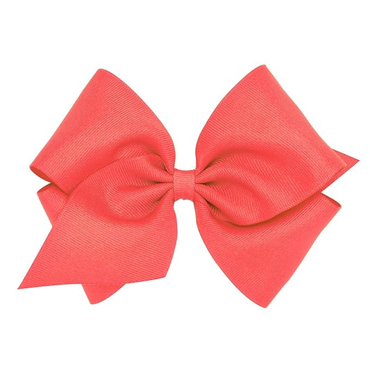 Wee Ones Girls' Classic Grosgrain Hair Bows with Plain Wrap Center, No-Slip Hair Clip, Handmade, Watermelon, Mini King