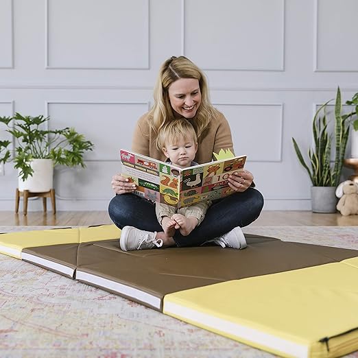 ECR4Kids SoftZone Camp, Canoe and Tumble Too, Folding Playmat, Chocolate/Yellow